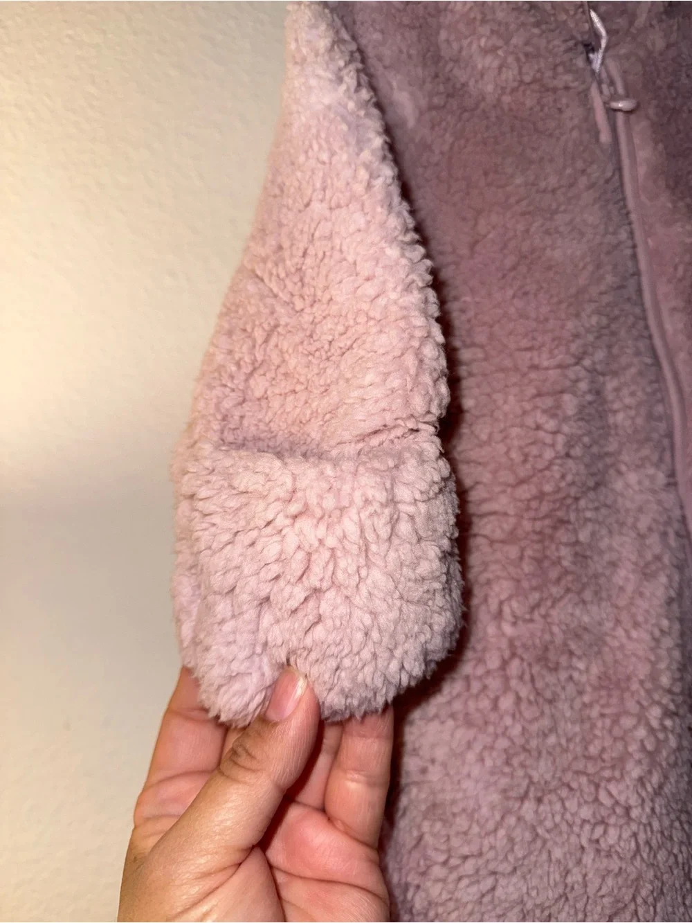 BABY GAP Plush Hooded Footie One-Piece in Dusty Pink